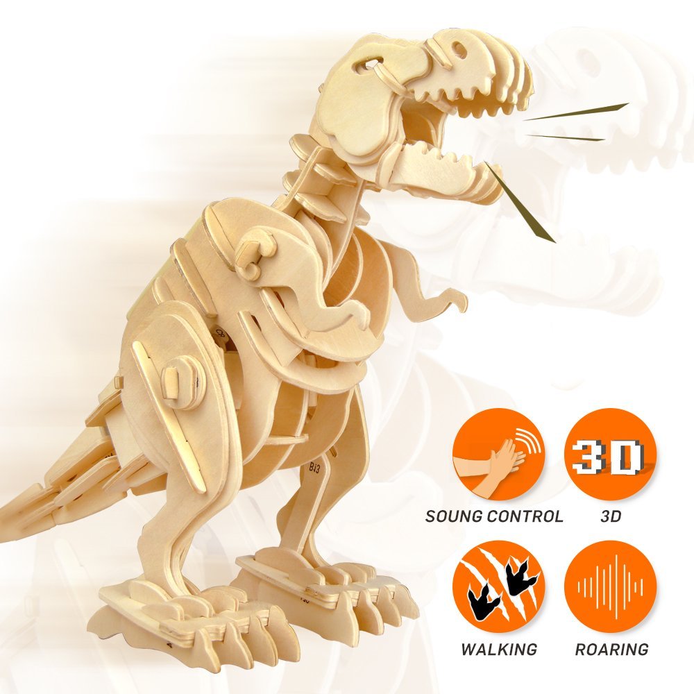 3D Wooden Jigsaw Puzzle Remote-control T-Rex