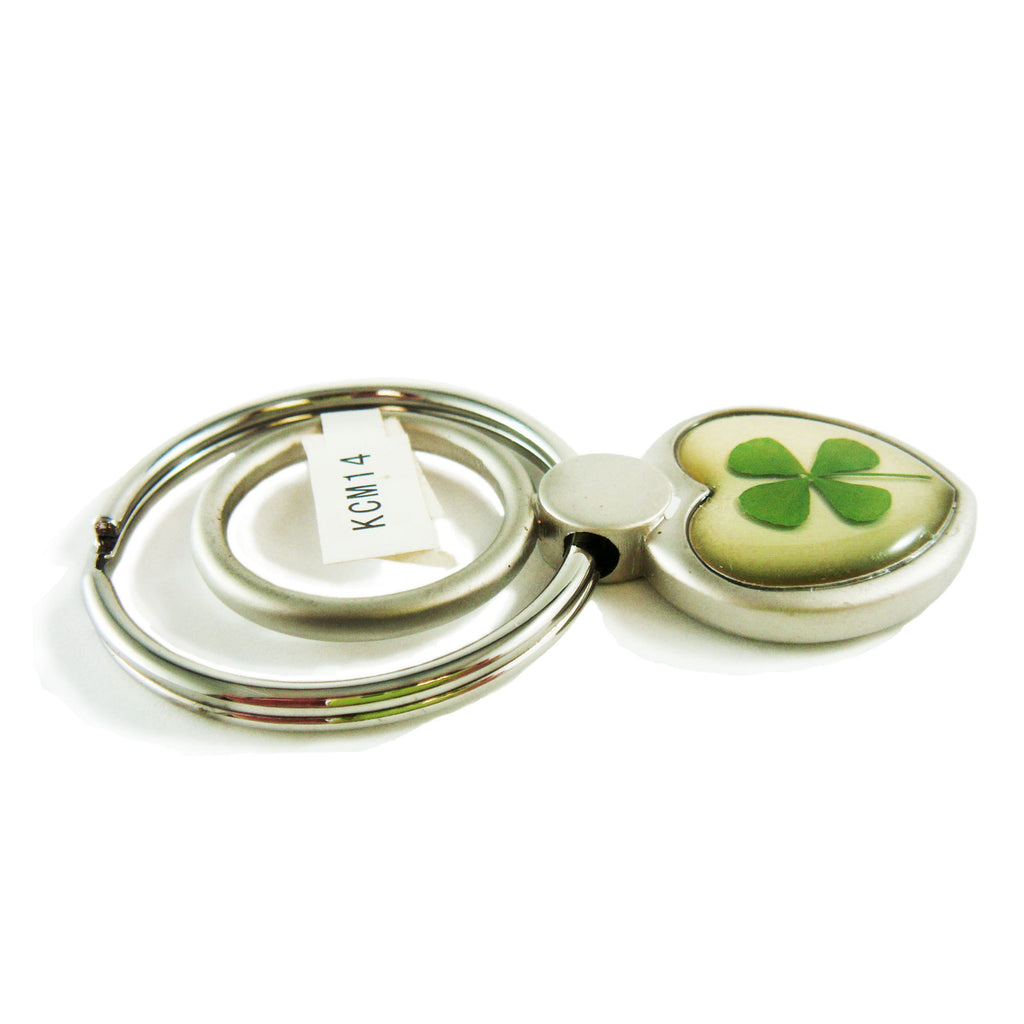 Real Lucky Clover Keychain Small Heart Shaped (KCM14)