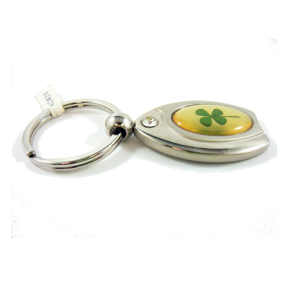 Real Lucky Clover Keychain Oblong Shaped (KCM26)