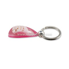 Spotted Moon Shell Keychain, Pink, Tear Drop (OK202)