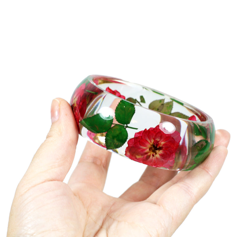 BG2641<br/> REAL ROSE RESIN BANGLE