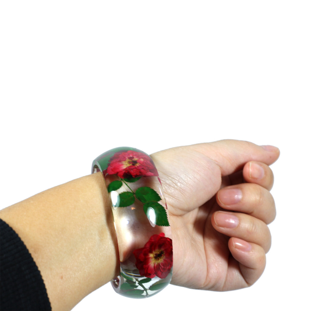 BG2641<br/> REAL ROSE RESIN BANGLE