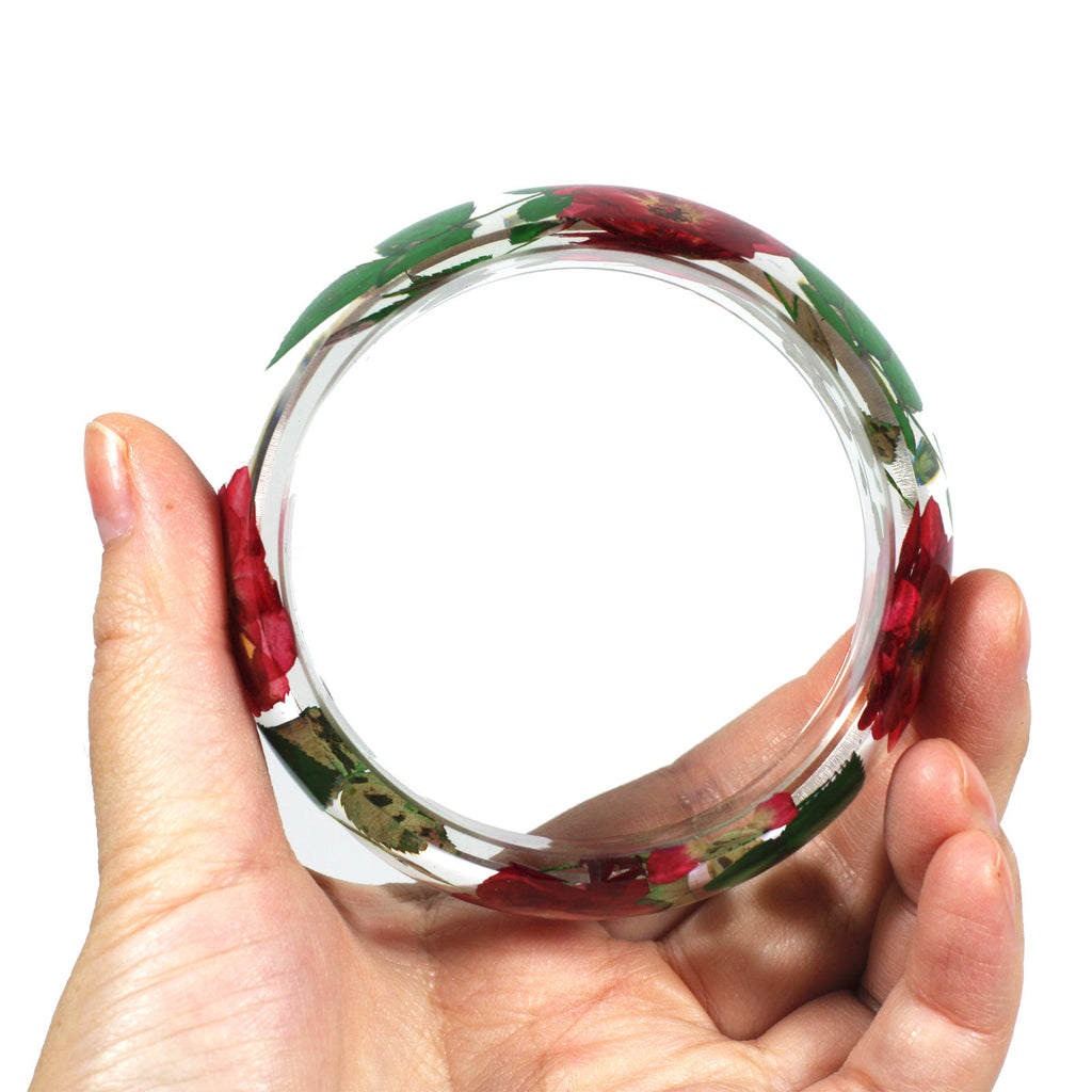 BG2641<br/> REAL ROSE RESIN BANGLE