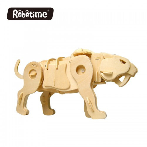 3D Wooden Jigsaw Puzzle Sound Control Saber-toothed Tiger