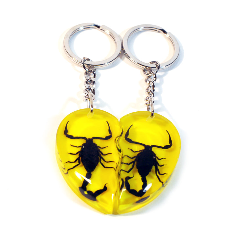 SK2293<br/>Black Scorpion Double Heart Key Chain