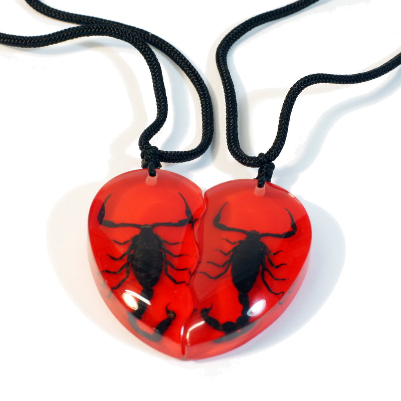 SP2212<br/>Black Scorpion Double Heart Necklace