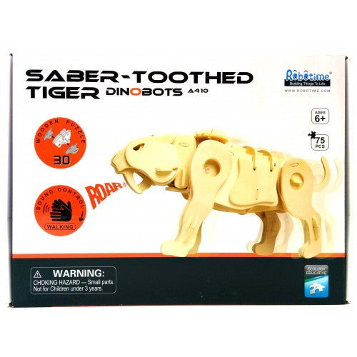 3D Wooden Jigsaw Puzzle Sound Control Saber-toothed Tiger