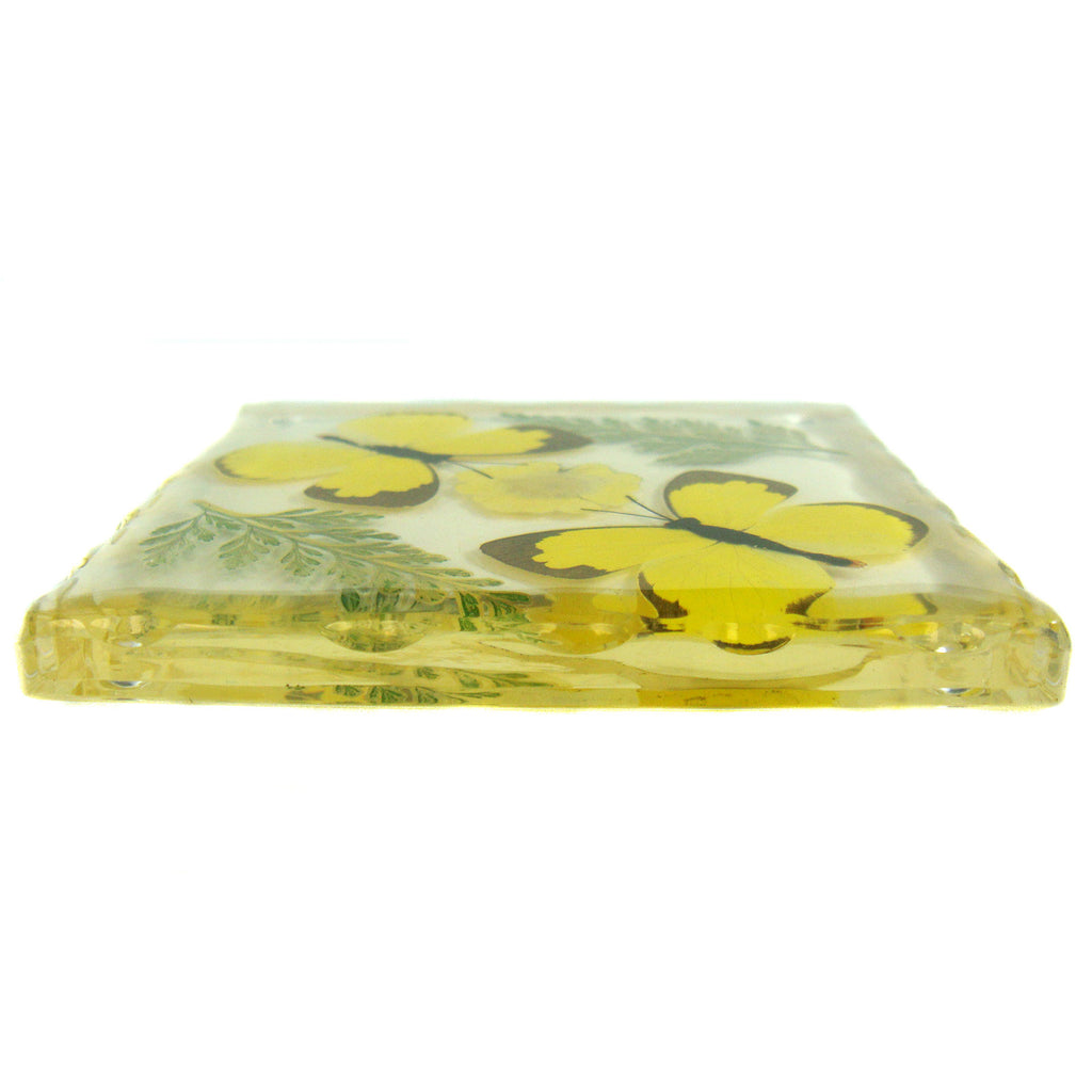 CT5023<br/>Two Grass Yellow Butterflies, Flowers & Leaves Coaster