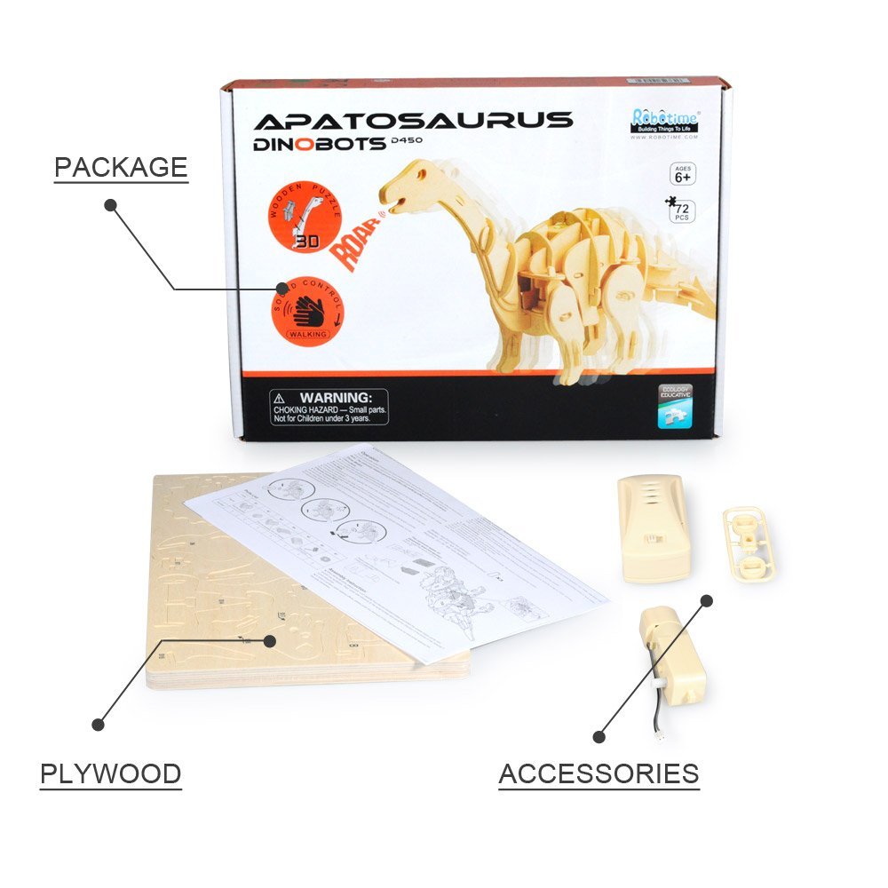3D Wooden Jigsaw Puzzle Sound-control Aptosaurus