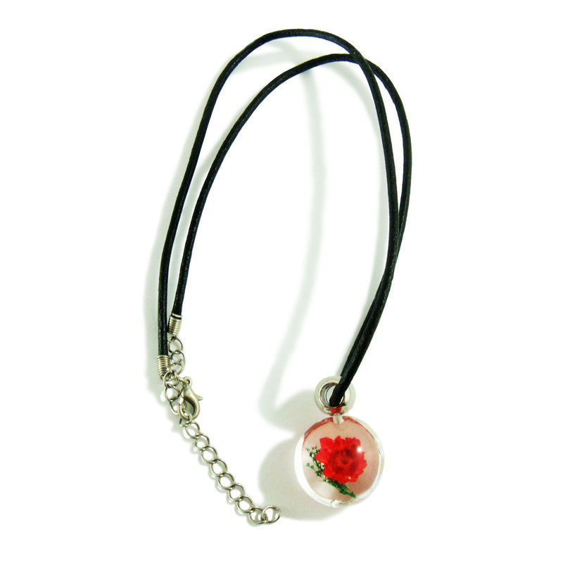 Red Flower Necklace Round Shape (FSD107)