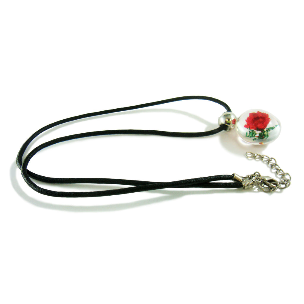 Red Flower Necklace Round Shape (FSD107)