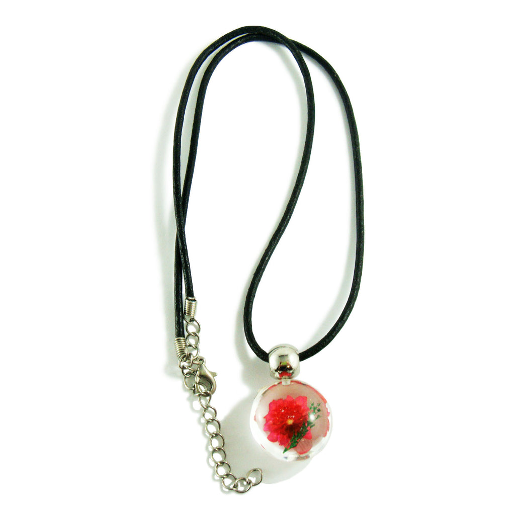 Red Flower Necklace Round Shape (FSD107)