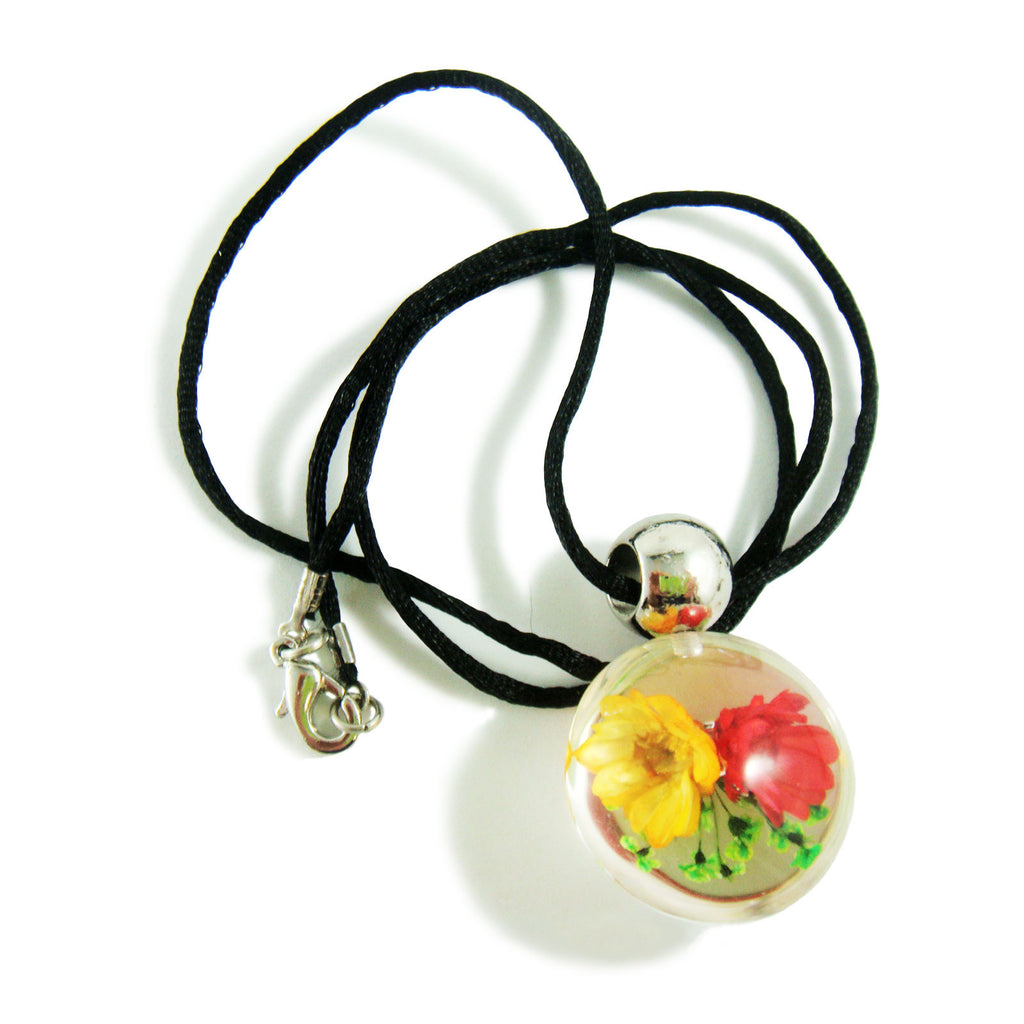 Red & Orange Flower Necklace Round Shape (FSD108)