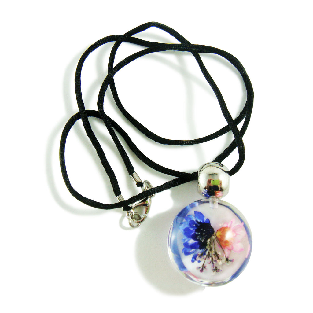 Purple & Pink Flower Necklace Round Shape (FSD109)