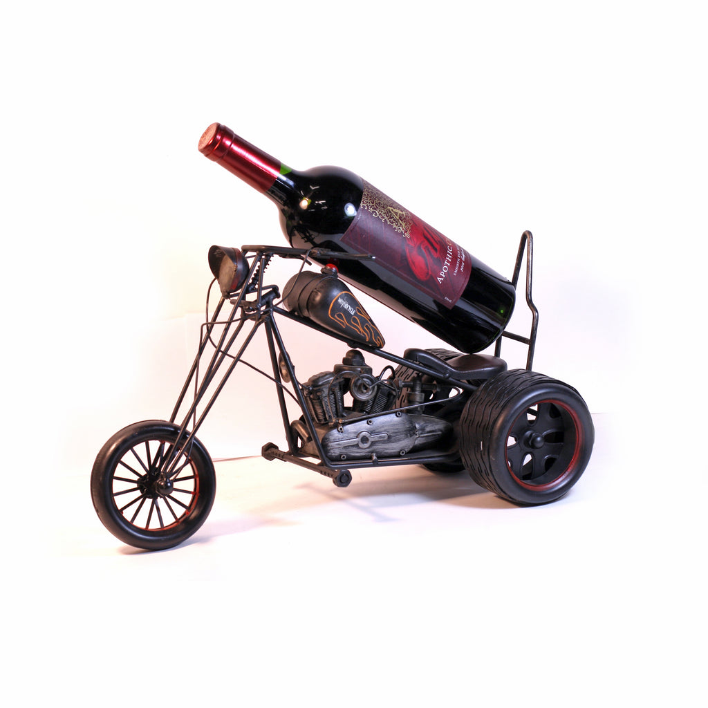 Black Iron Motorcycle Wine Bottle Holder