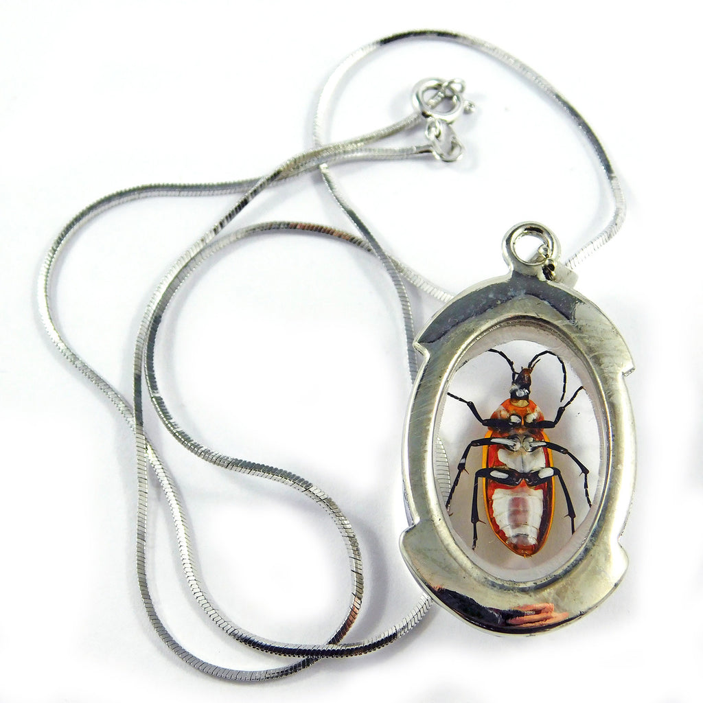 Red Leaf Bug Oval Necklace (JD301)