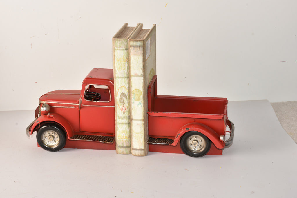 Red Iron Vintage Pickup Truck Bookends