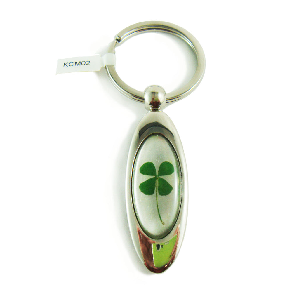 Real Lucky Clover Keychain Long Tear Drop Shaped (KCM02)