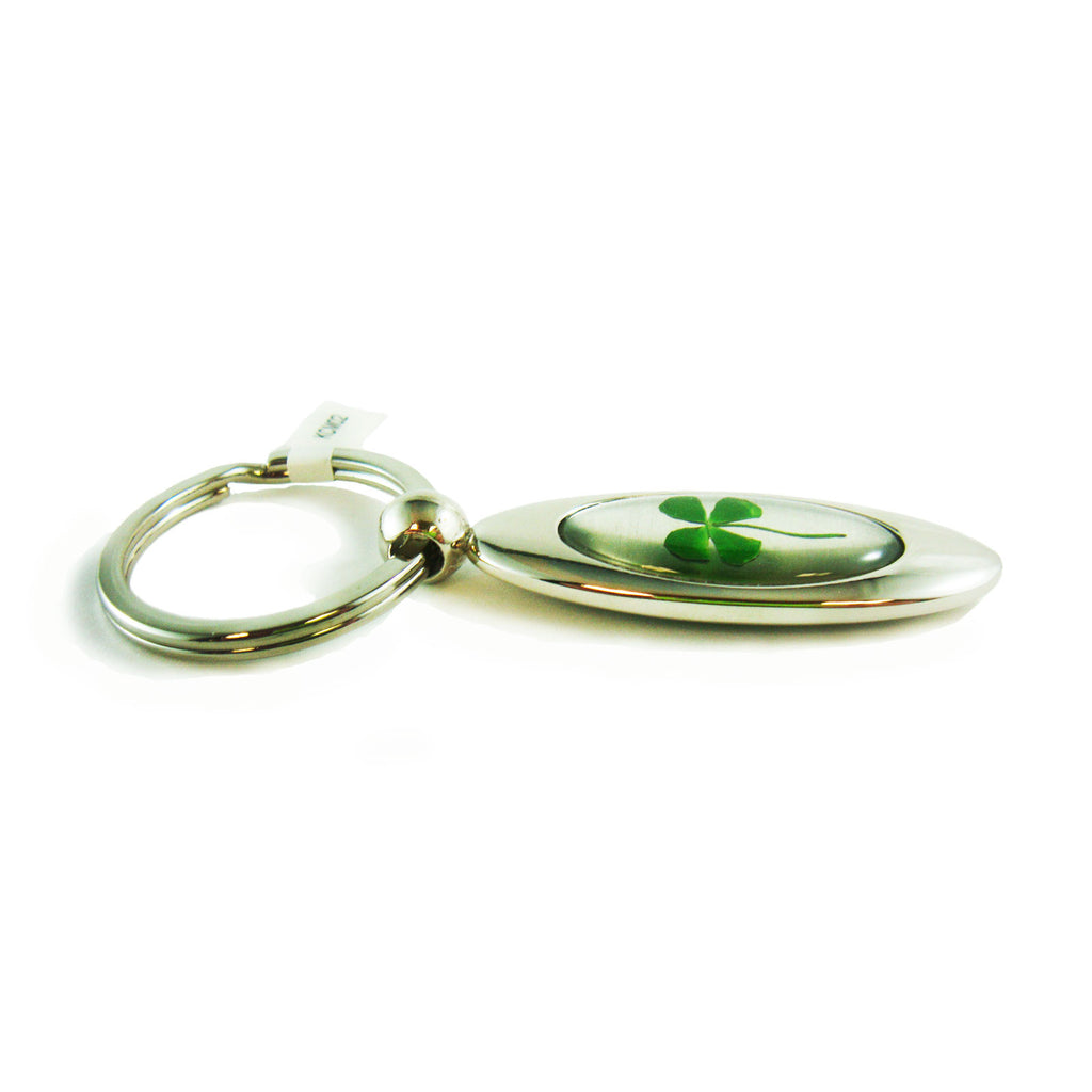 Real Lucky Clover Keychain Long Tear Drop Shaped (KCM02)