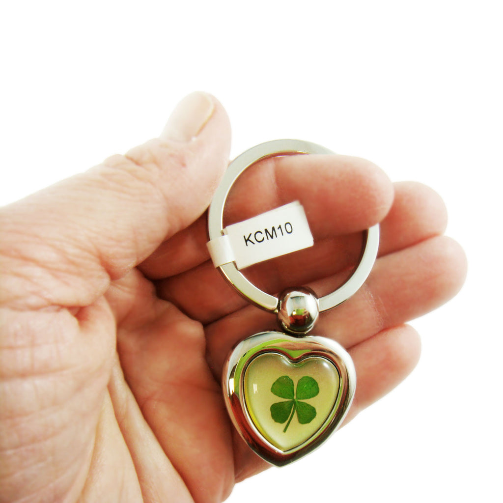 Real Lucky Clover Keychain Heart Shaped (KCM10)