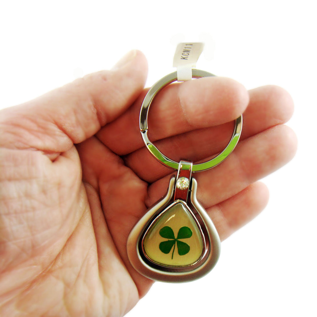 Real Lucky Clover Keychain Tear Drop Shaped (KCM11)