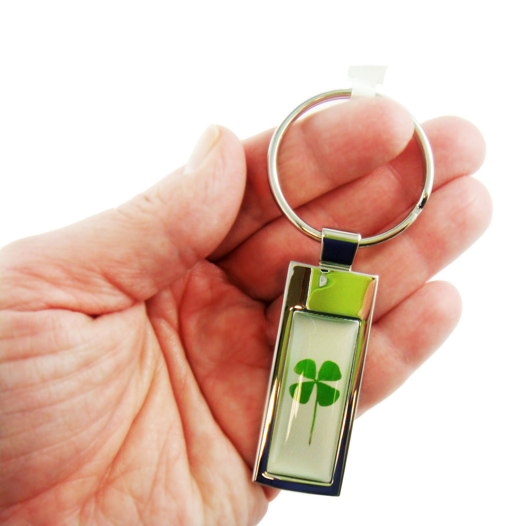 Real Lucky Clover Keychain Rectangle Shaped (KCM12)
