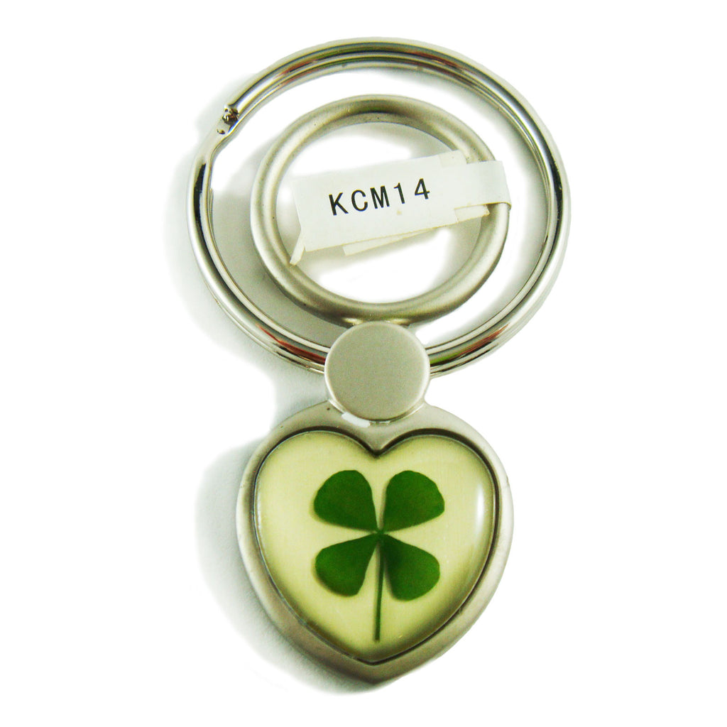 Real Lucky Clover Keychain Small Heart Shaped (KCM14)