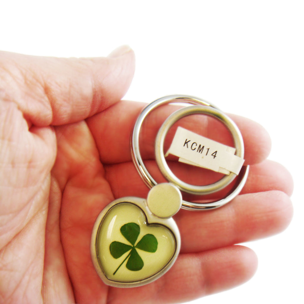 Real Lucky Clover Keychain Heart Shaped (KCM15)