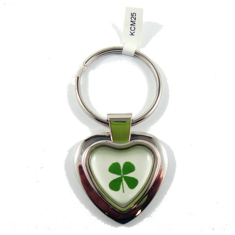 Real Lucky Clover Keychain Solid Heart Shaped (KCM25)