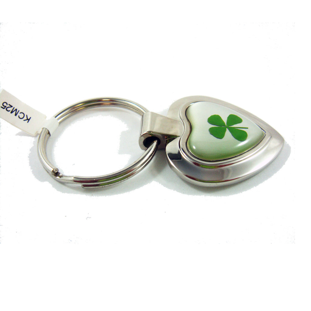 Real Lucky Clover Keychain Solid Heart Shaped (KCM25)