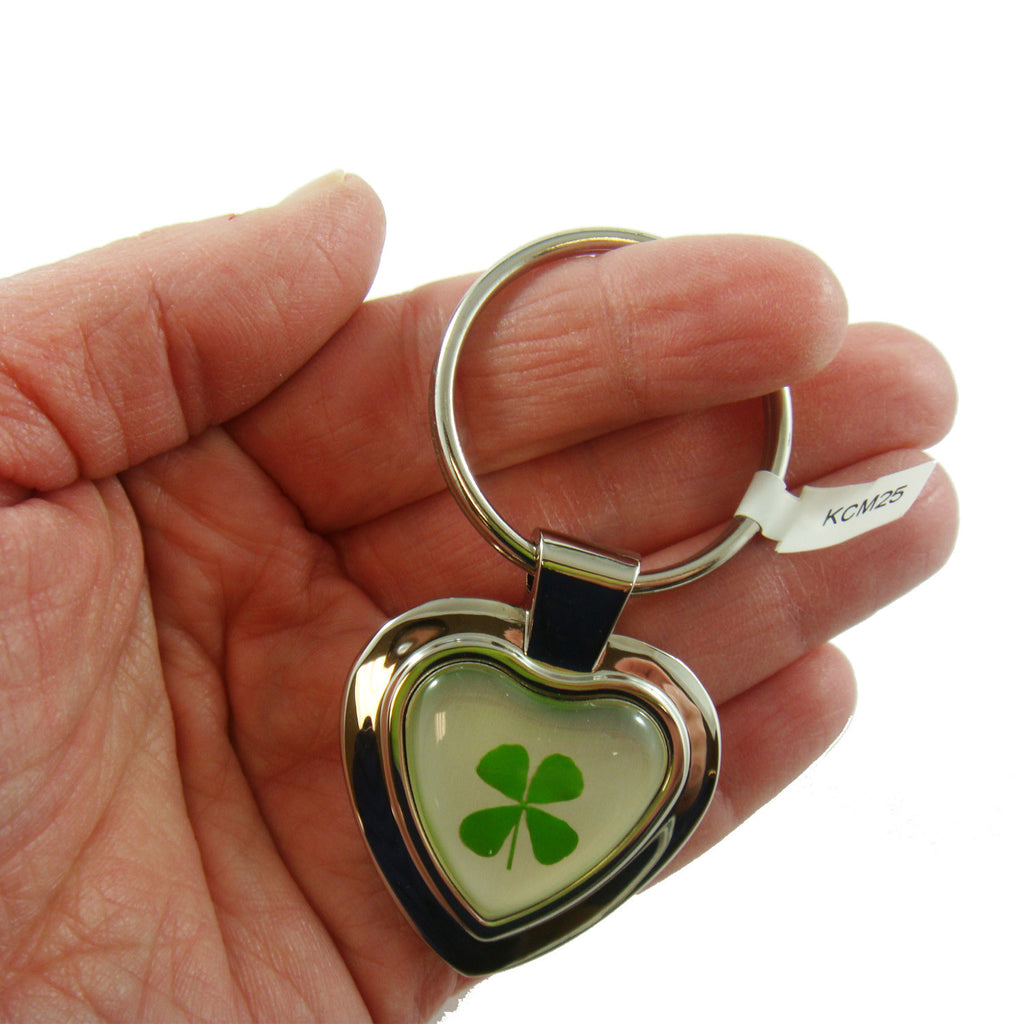 Real Lucky Clover Keychain Solid Heart Shaped (KCM25)