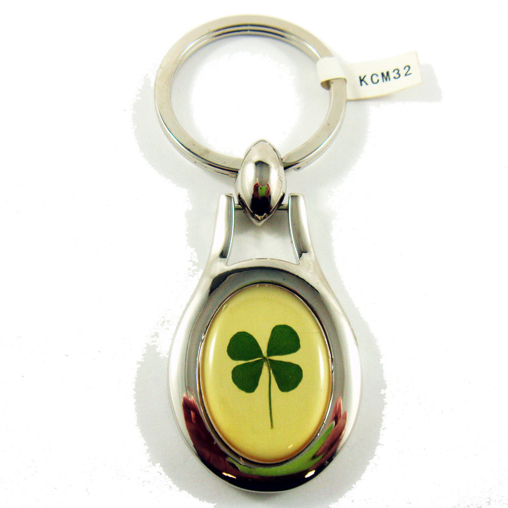 Real Lucky Clover Keychain Oval Shaped (KCM32)