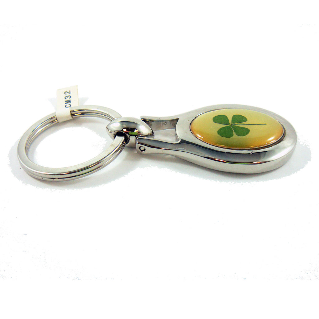 Real Lucky Clover Keychain Oval Shaped (KCM32)