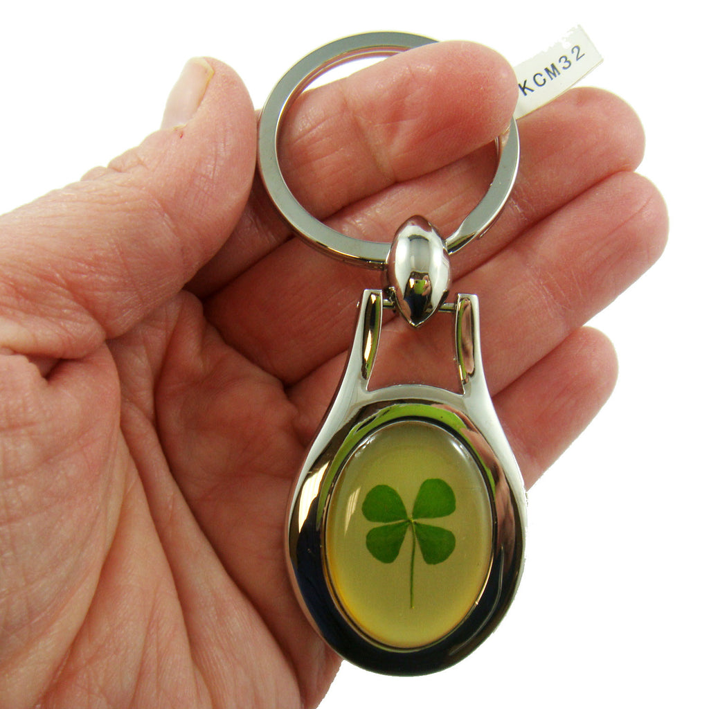 Real Lucky Clover Keychain Oval Shaped (KCM32)