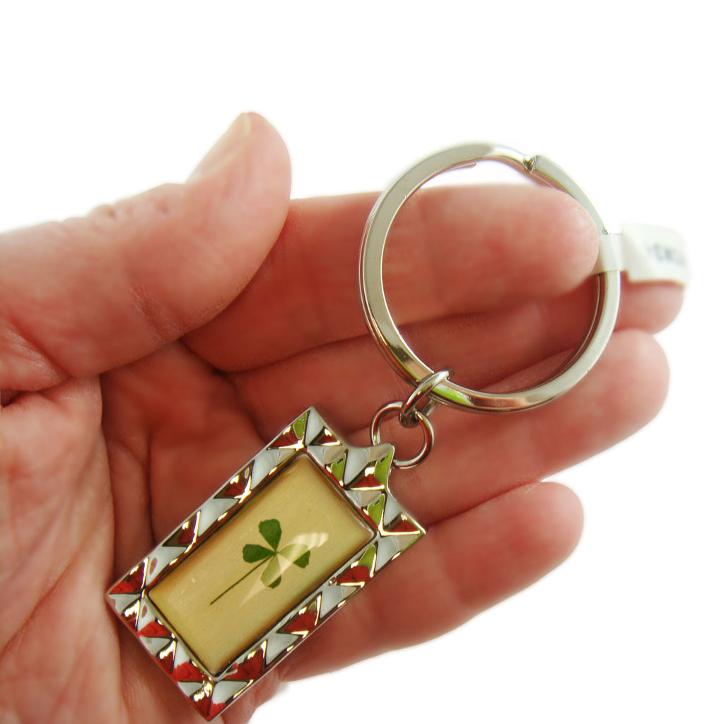 Real Lucky Clover Keychain Square Shaped (KCM34)