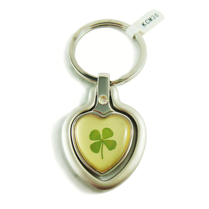 Real Lucky Clover Keychain Double Heart Shaped (KCM36)