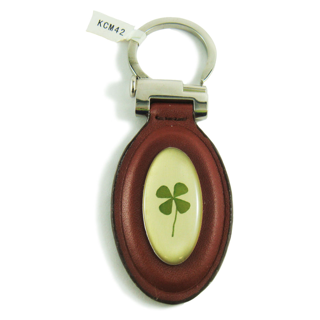 Real Lucky Clover Keychain Oval Shaped (KCM42)