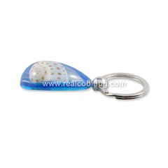 Spotted Moon Shell Keychain, Blue, Tear Drop (OK201)