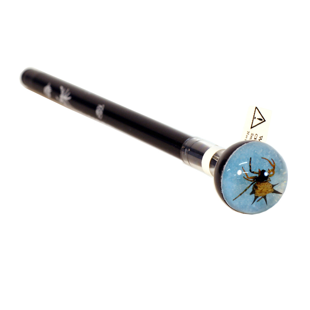 P503<br/> Black Pen, Spiny Spider, Blue Background