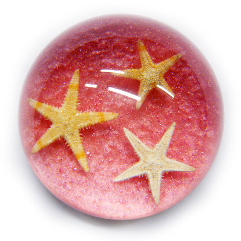 Starfish Dome Paperweight Glitter Pink (T1024)